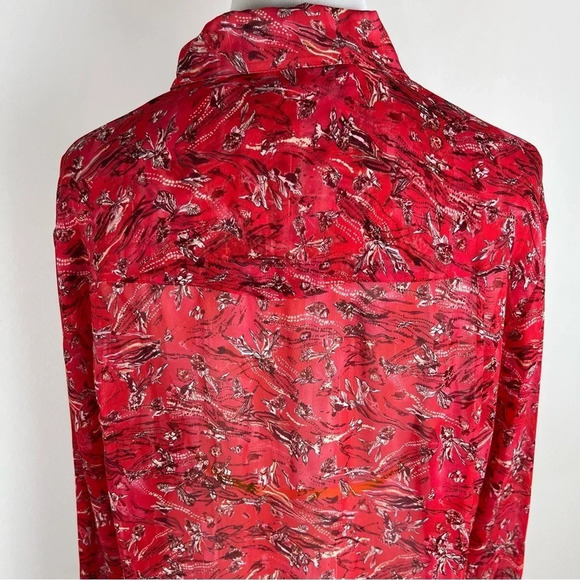 Iro Printed Button Down Shirt Top Red Size 36 US 4 B17 - Picture 5 of 11